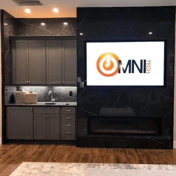 Modern Media Wall & Bar Integration installation by Omni Tech Solutions, Little Rock, AR
